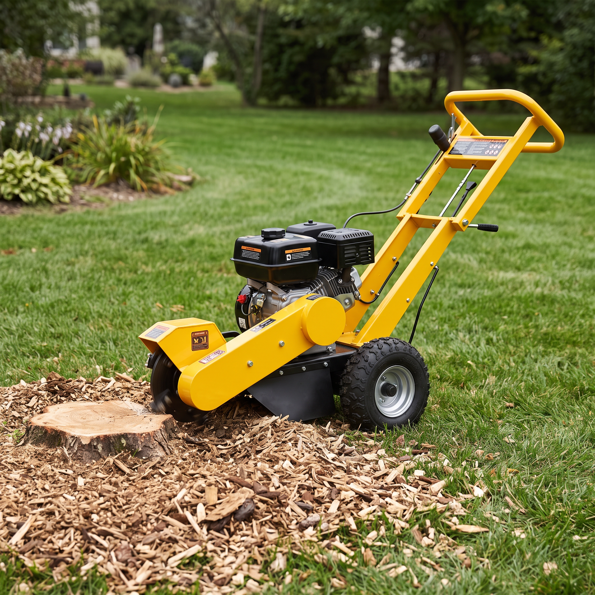 SGR1500 grinding a tree stump on a lawn